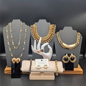 Gold-Tone Jewelry Lot – 11 Pieces! Necklaces, Rings, Bracelets & Earrings